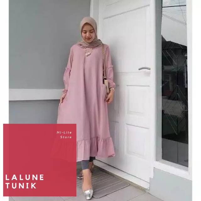 LALUNE TUNIK BAHAN BALOTELLY Tunik Wanita Dewasa Baju Atasan Wanita Kekinian Blouse Wanita Polos Sim
