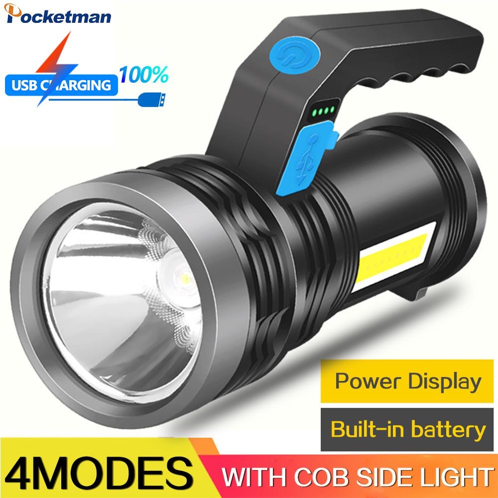 gs8a pocketman senter led flashlight torch waterproof usb rechargeable 3w cree xpe + cob - sl05 - black Or-i