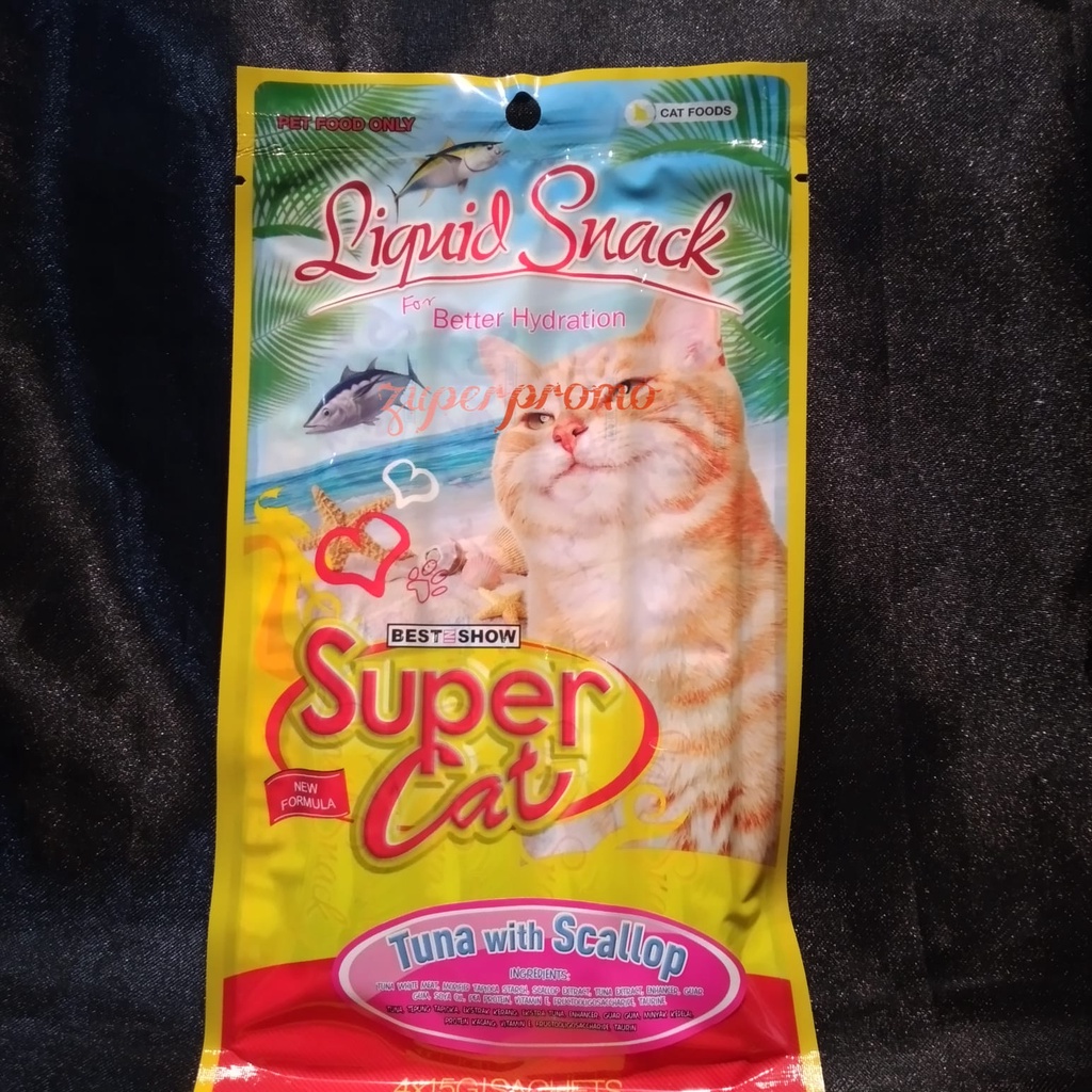 Supercat liquid Snack Kucing 4x15gr / Snack Treat Liquid / Snack Liquid