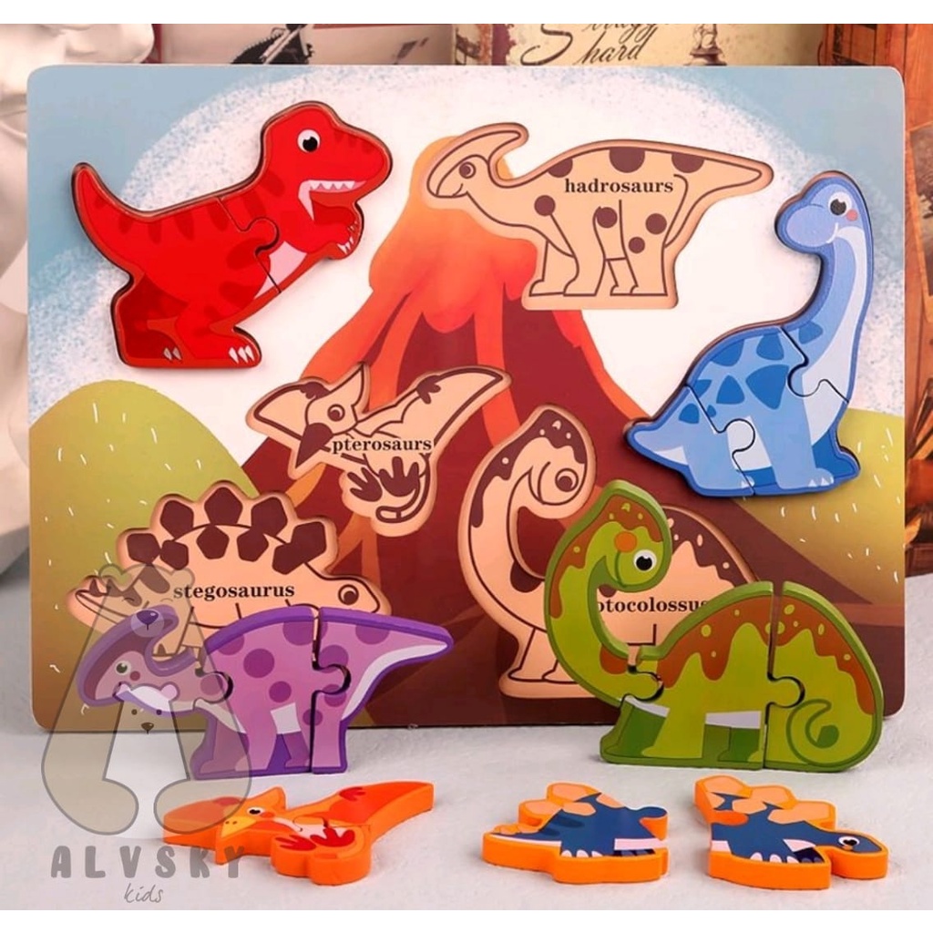 MAINAN EDUKASI ANAK PUZZLE KNOB KAYU / PUZZLE KAYU 3D CHUNKY PUZZLE