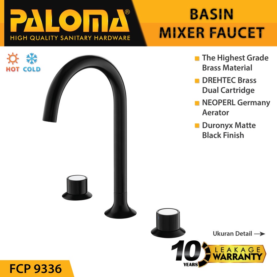 PALOMA FCP 9336 Keran Mixer Wastafel Cuci Tangan Panas Dingin Kran Air BLACK HITAM