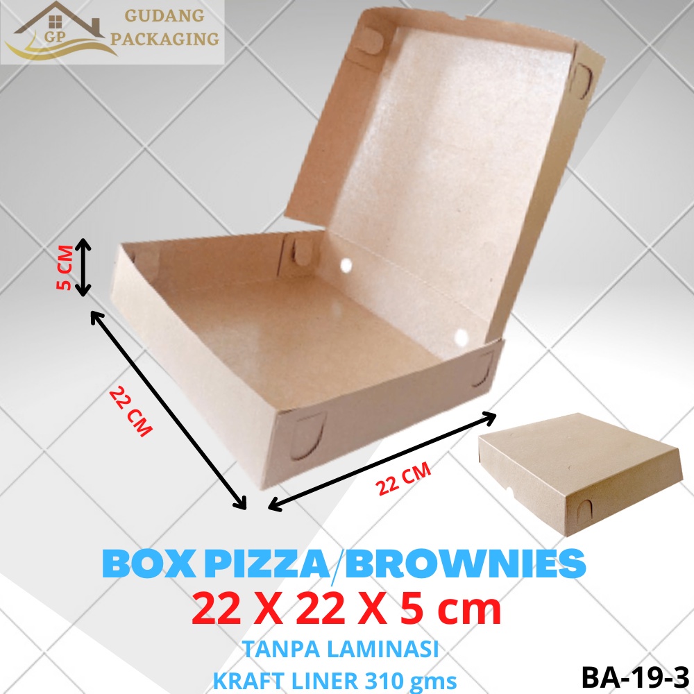 

BOX DUS KARDUS KOTAK PIZZA ROTI KUE BROWNIES TEBAL 310gsm 22x22x5 cm FOOD GRADE#BB-19-3