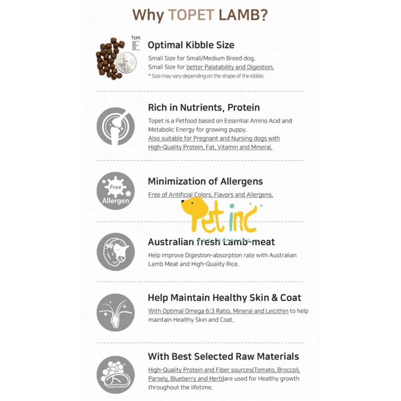 Topett Korea dog food Lamb and rice 1,2kg