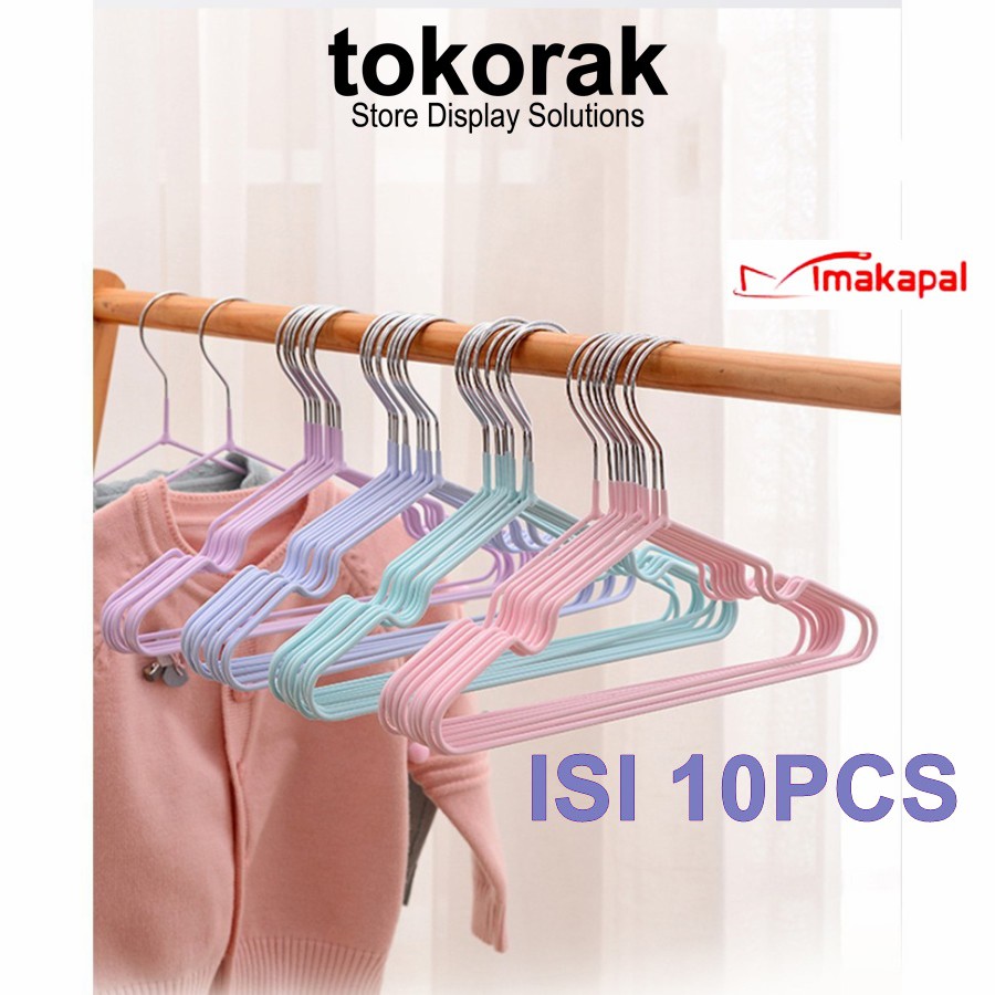 HANGER BAJU KAWAT TEBAL ANTI SLIP GANTUNGAN STAINLESS DEWASA MAKAPAL