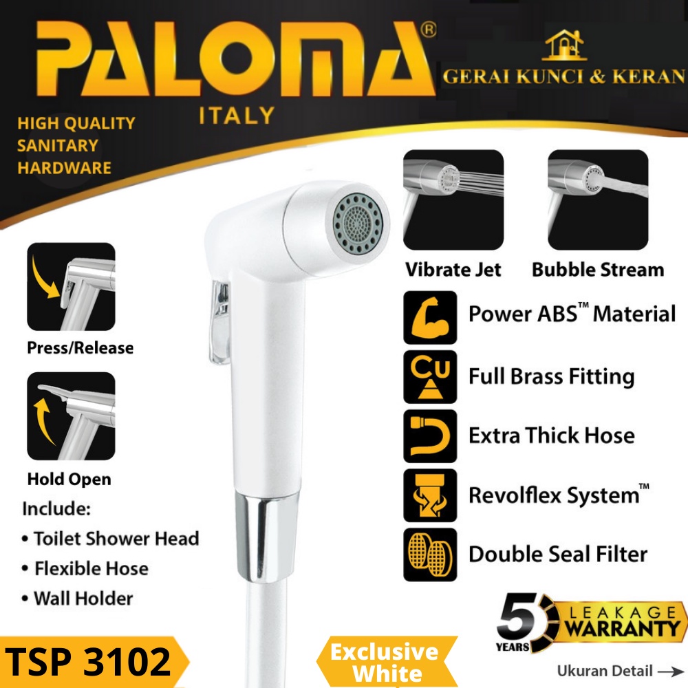 PALOMA TSP 3102 Toilet Shower Putih Jet Washer Bidet Cebok Kloset Closet WC White