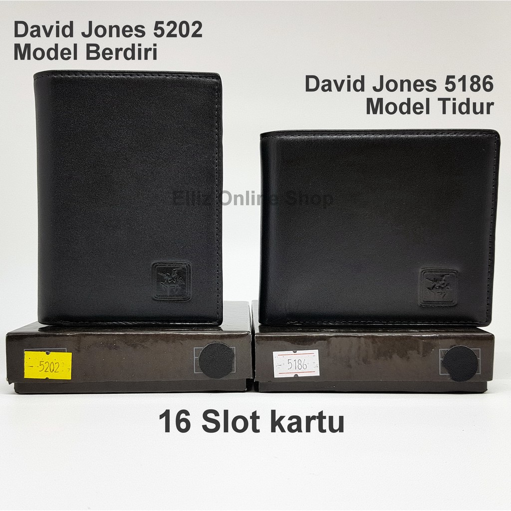 Dompet Pria David Jones 5186 Black - Kulit Import - 16 Kartu
