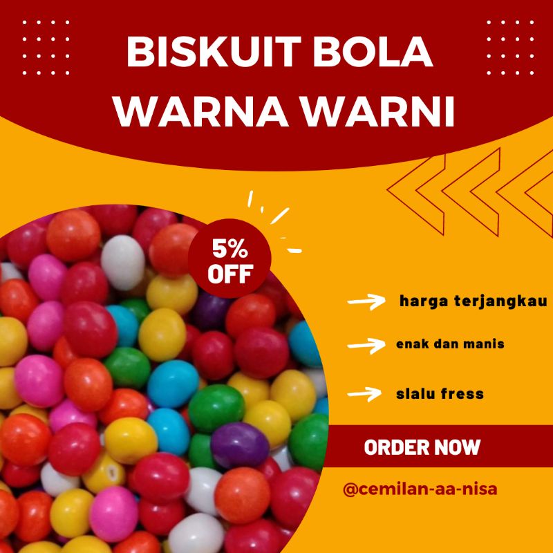

Biskuit bola warna warni /cemilan bola bola/ makanan ringan