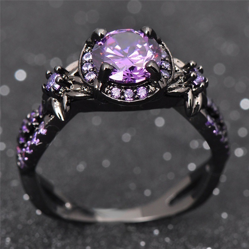 Hu Hu Hu Hu Hu Alat Bantu Pasang Kacamata♡ Cincin Wanita Hias Amethyst Imitasi Gaya Elegan Untuk Pertunanganpernikahanhadiah