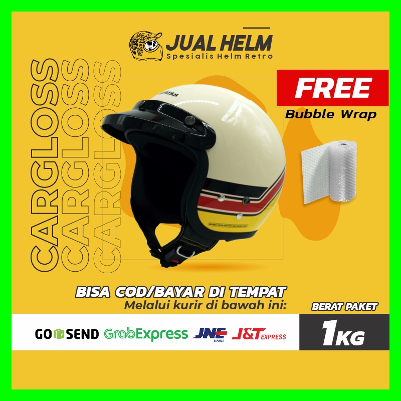 Helm Cargloss Retro Vintage Avorio Naiade | Cream Glossy | Helm Retro | JUAL HELM