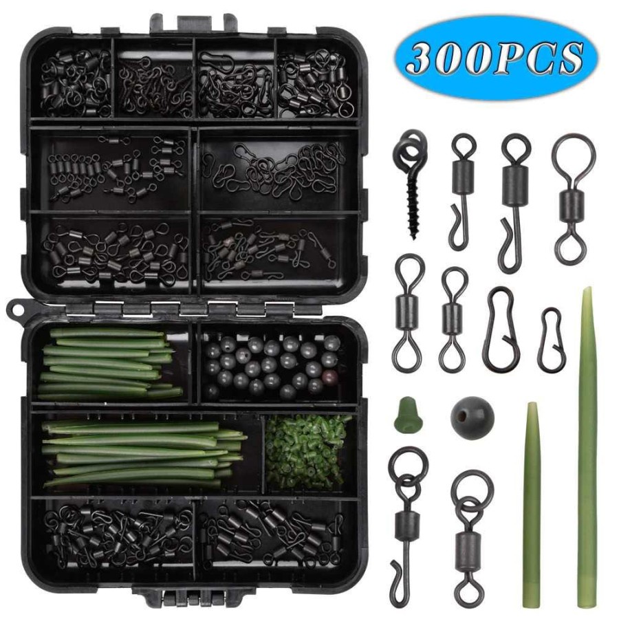 Konektor Umpan Kail Pancing Set Carp Fishing Tackle Kit 300 PCS JYJ06 - Black