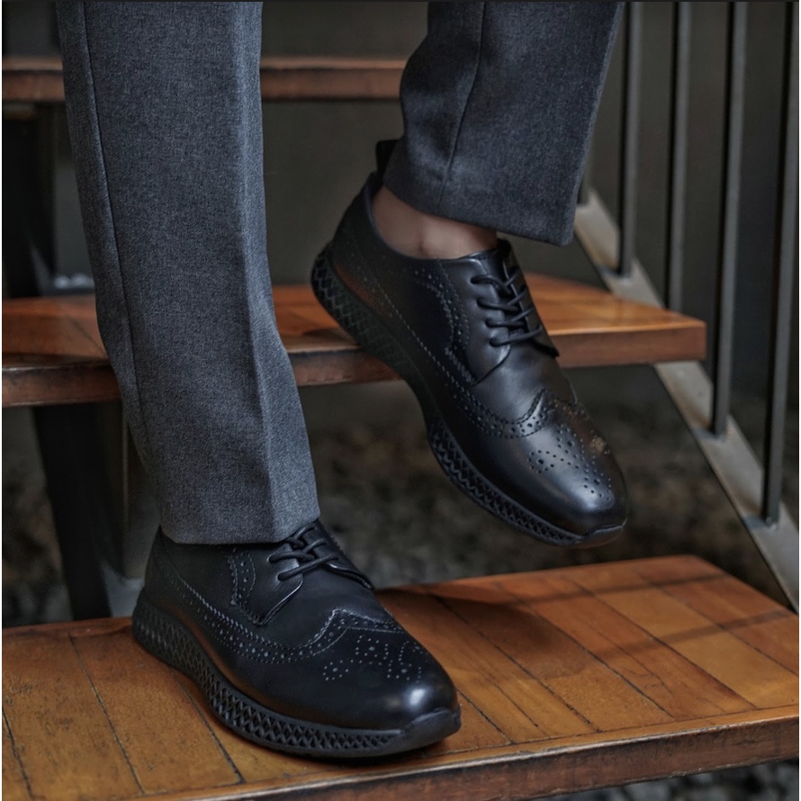 BRITISH 2.1 BLACK (KULIT ASLI) |ManNeedMe x Kenzio| Sepatu Pantofel Pria Derby Shoes Formal ORIGINAL