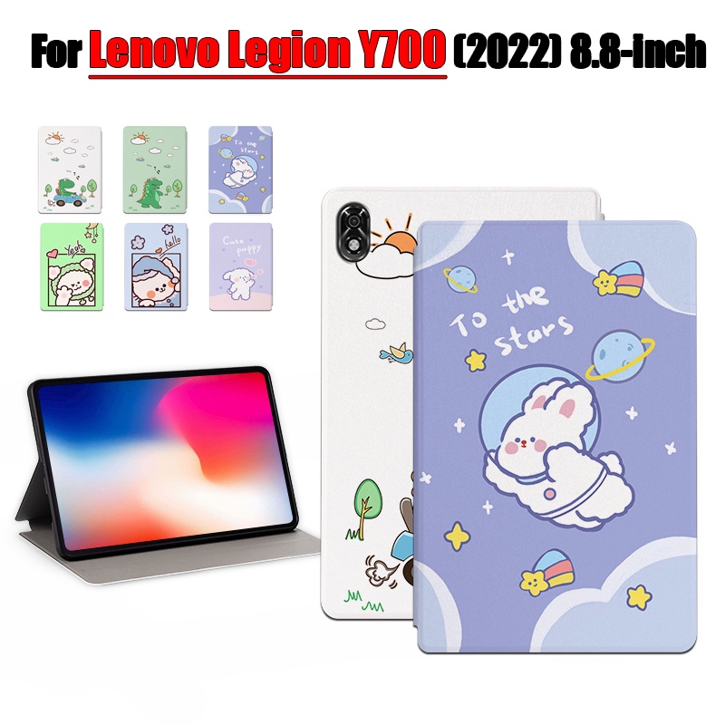 [Tidur/Bangun] Untuk Lenovo Legion Y700 (2022) 8.8-inci Tablet Pelindung Case Fashion Pola Kartun Anime Stand Flip Cover