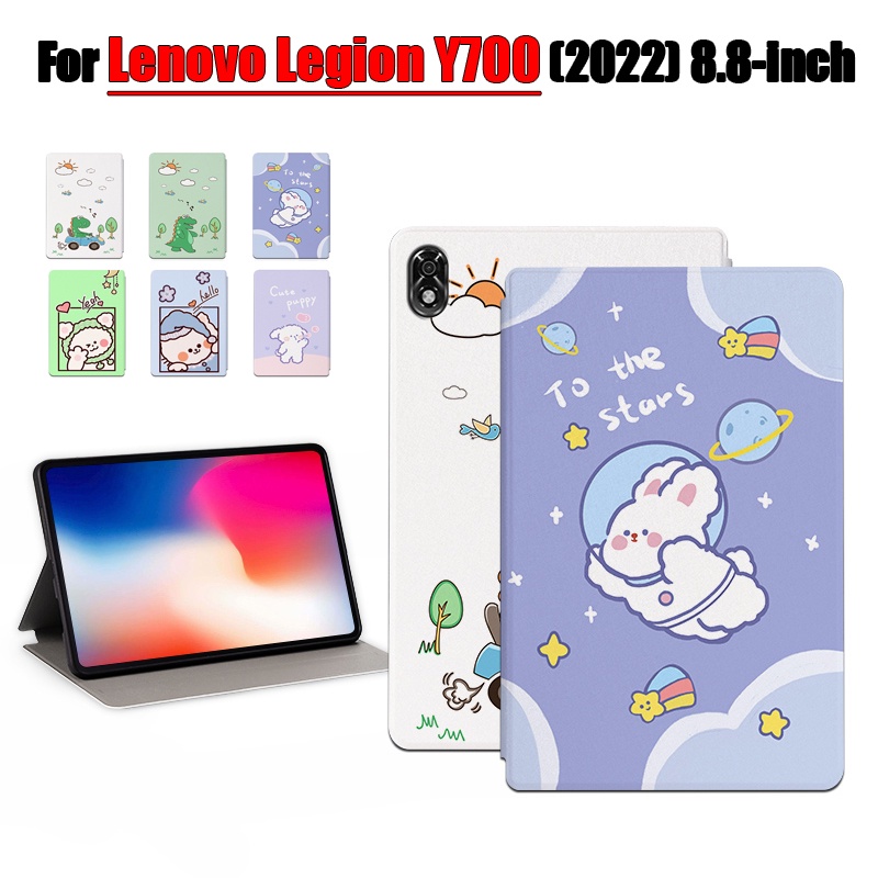 [Tidur/Bangun] Untuk Lenovo Legion Y700 (2022) 8.8-inci Tablet Pelindung Case Fashion Pola Kartun Anime Stand Flip Cover