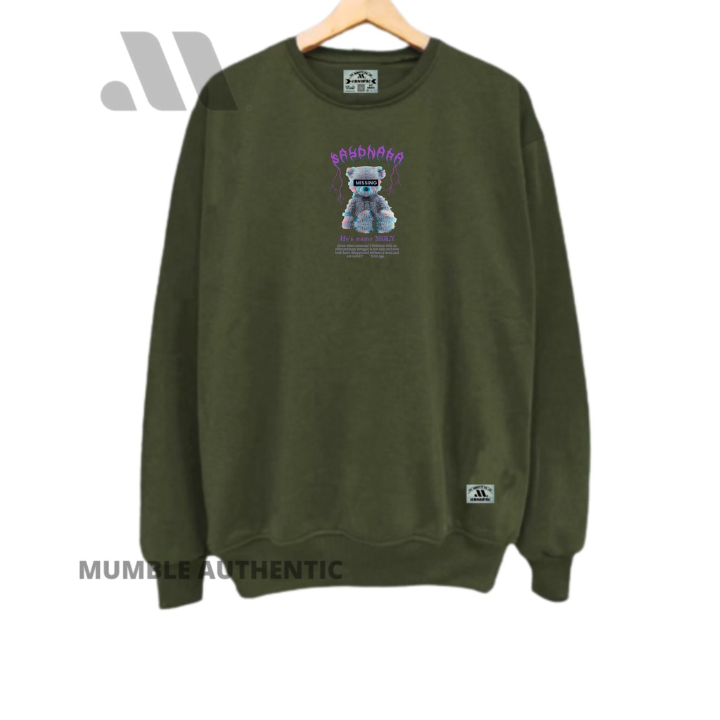 Sweater Oblong Pria Warna Army Mumble Authentic Sweatshirt Suiter Kruneck Sweter Metal Rock Oversize Unisex