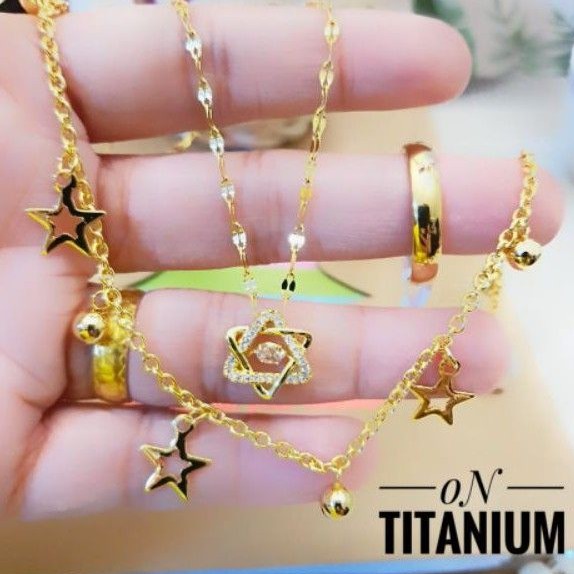 Titanium set perhiasan wanita fjri34