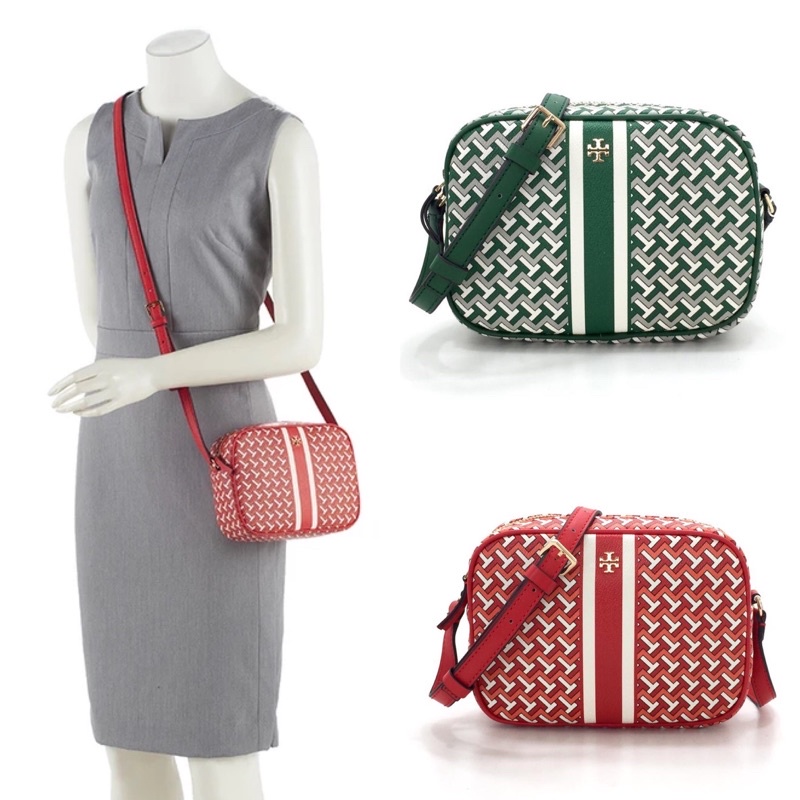 Tory Burch T Zag Coated Canvas Camera Bag tas selempang slingbag crossbody