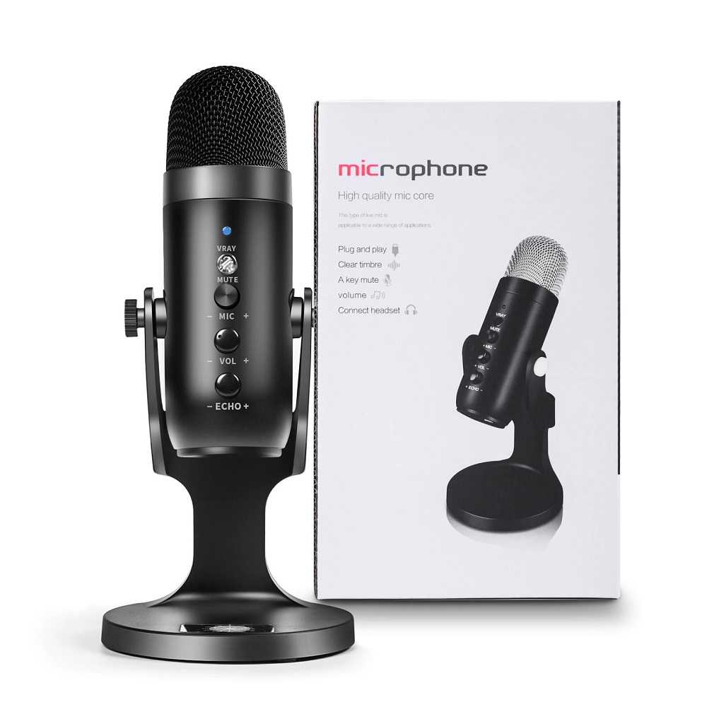 Microphone Condenser USB Sound Recording Mikrofon Kondensor Stand Mic Perekam Suara Mikrofon Berkualitas Tinggi