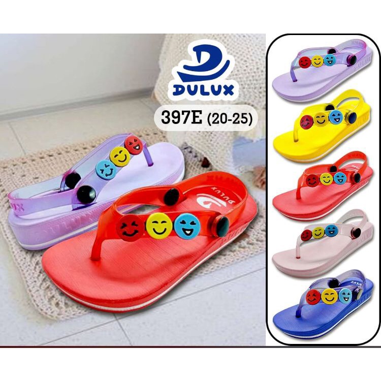 DX-397E Sandal Jepit Anak Perempuan Karakter Emoji Smile / Sandal Jepit Karet Anak Cewek Tali Belakang Merek Dulux Size 20-25