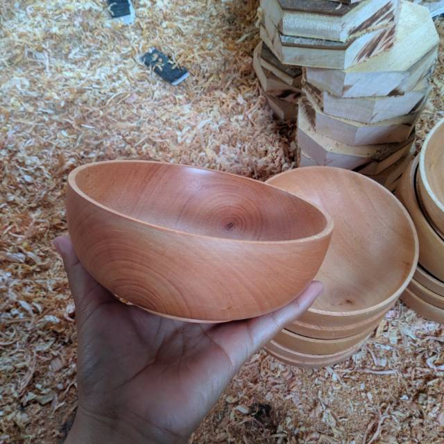 MANGKOK KAYU MAHONI / Wooden Bowl/ Mangkuk Kayu D16cm