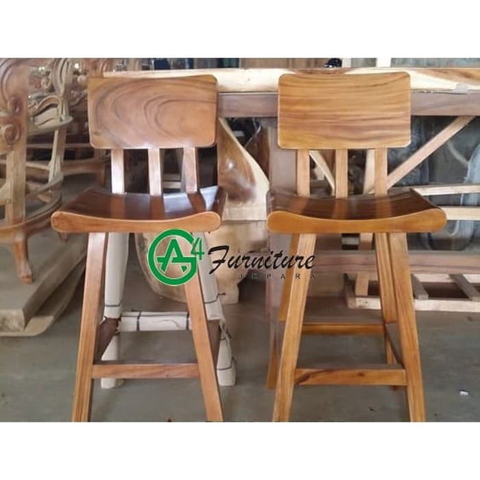Kursi Bar Kursi Cafe Wave Bar Chair Kayu Trembesi