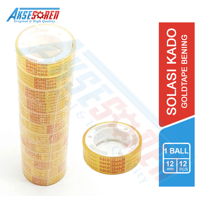 

Solasi Kado Goldtape [12 mm/12 pcs] / Isolasi Solatip Selotip Isolatip Solasiban Bening Kecil Mini
