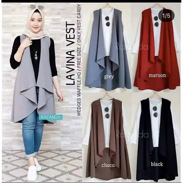 LAVINA VEST CARDIGAN / KARDIGAN WANITA / OUTER FASHION MUSLIM