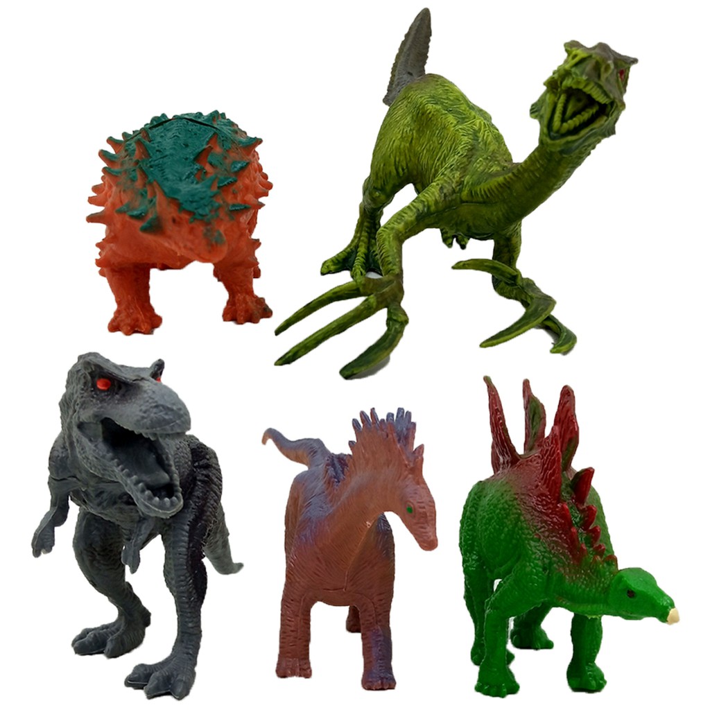 Set 5 in 1 Dinosaurus Karet Mainan Pajangan Miniatur Dino