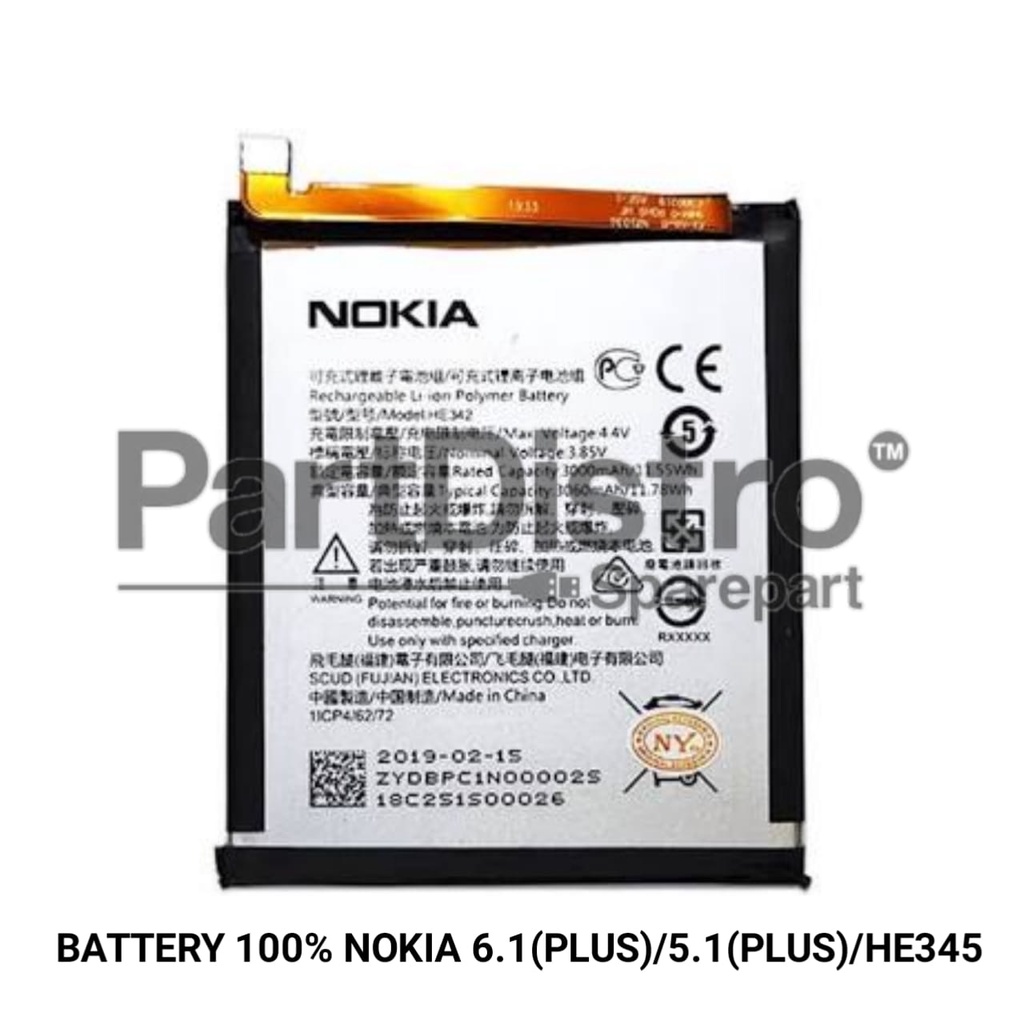 BATTERY 100% NOKIA 6.1+(PLUS)/ 5.1+(PLUS)/HE345