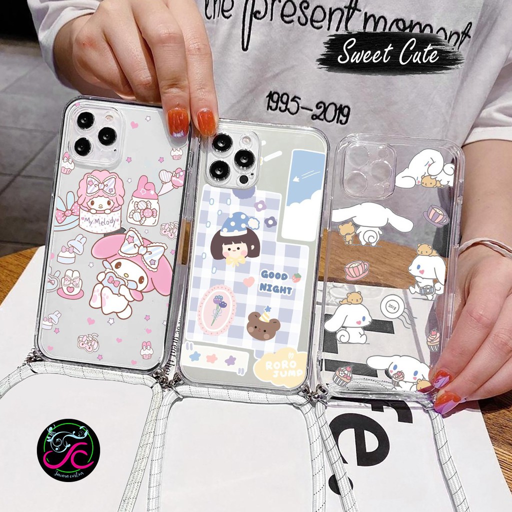 Softcase Slingcase Lanyard Bening SWEET Oppo A92s Reno 2 2z 2f 3 A91 4 4f 5 Pro JW3899