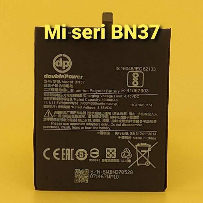 Battery Double Power Baterai REDMI 6 Redmi 6A 6PRO 5+ , BN37 , 3900mah