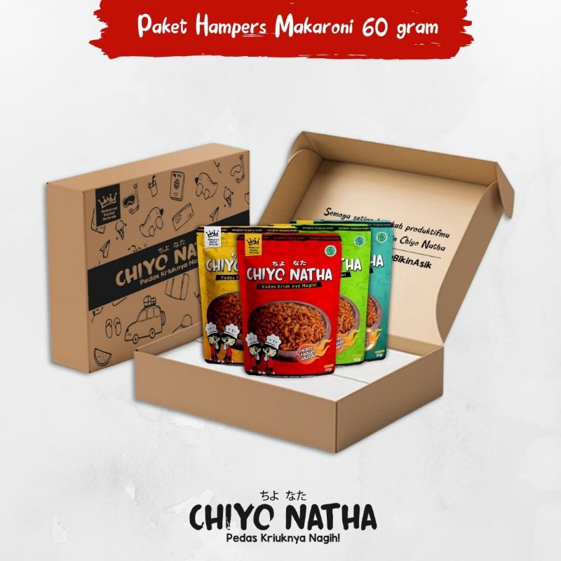 

PAKET HAMPERS MAKARONI CHIYO NATHA 60 GRAM [isi 4] Cemilan Pedas Kriuk