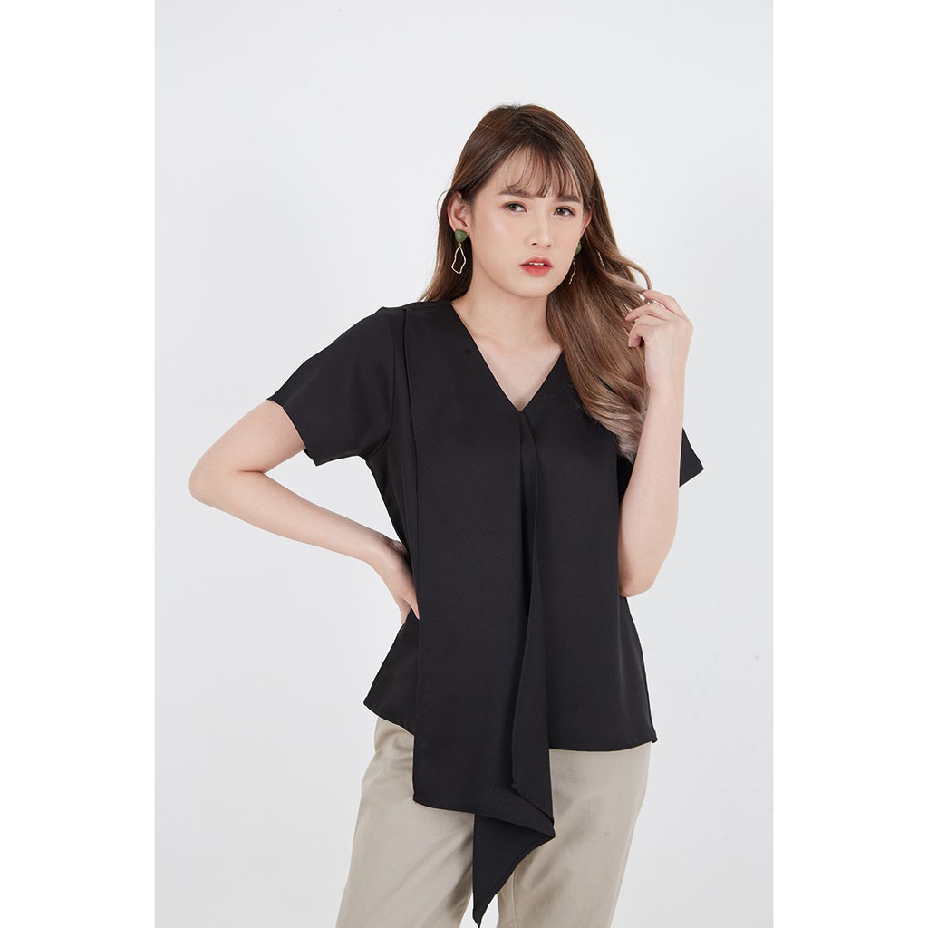 Sorabel - Ceriqa Plain Drapery Women Blouse Short Sleeve / Blouse Wanita Lengan Pendek-1
