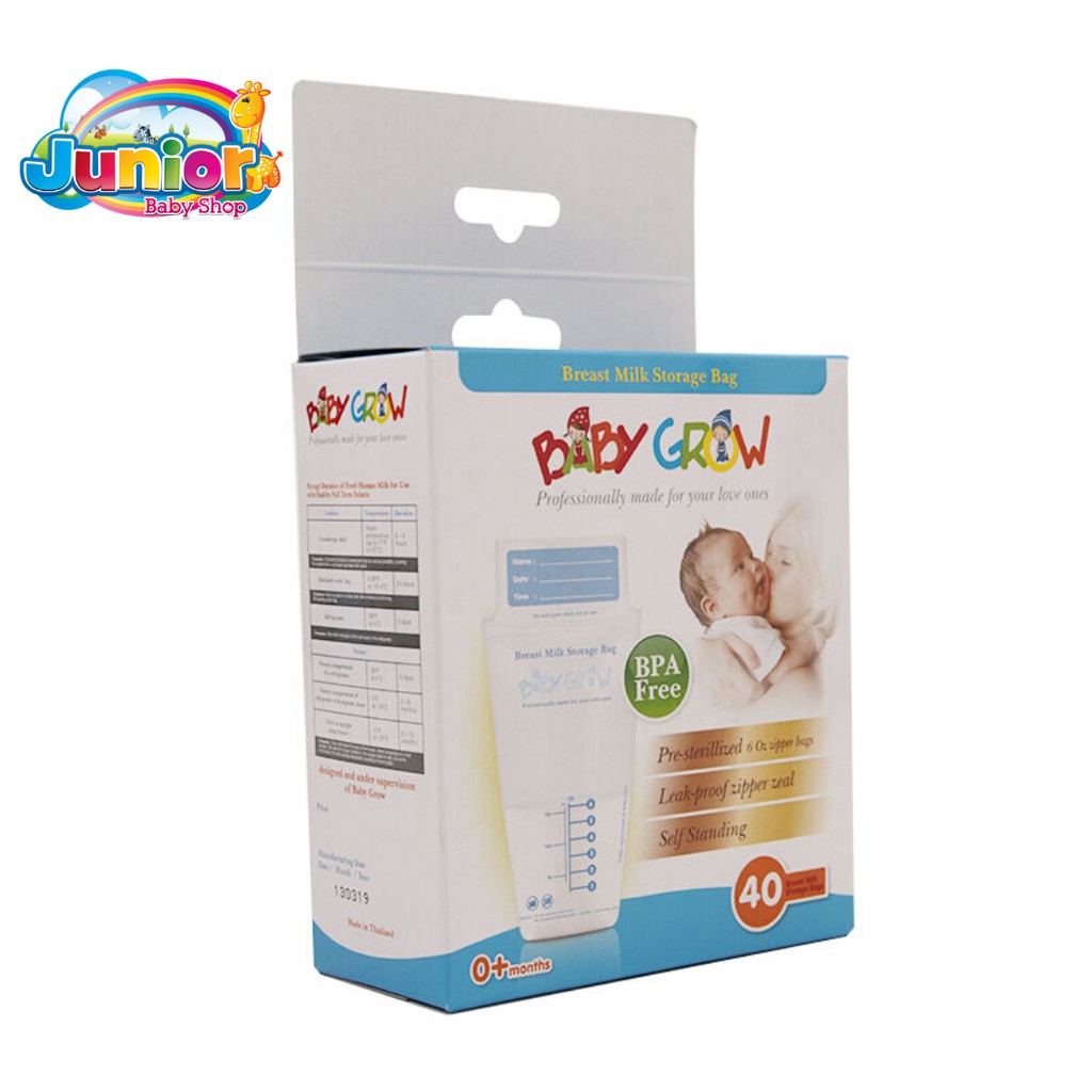 Baby Grow Breast Milk Storage Bag 6oz 40pcs