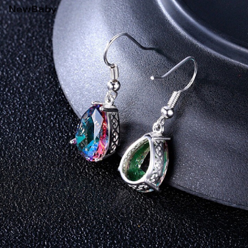 Anting Stud Kristal Berlian Imitasi Warna Pelangi Untuk Wanita