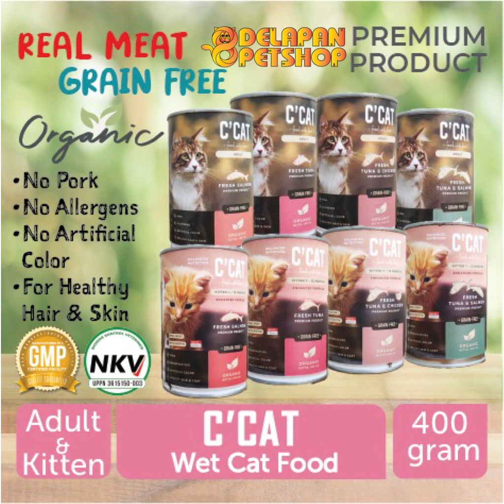 C’CAT Premium Wet Cat Food Can GRAIN FREE 400 Gram / Makanan Kucing Kaleng / Makanan Basah Kucing / Wet Food Kucing Kaleng