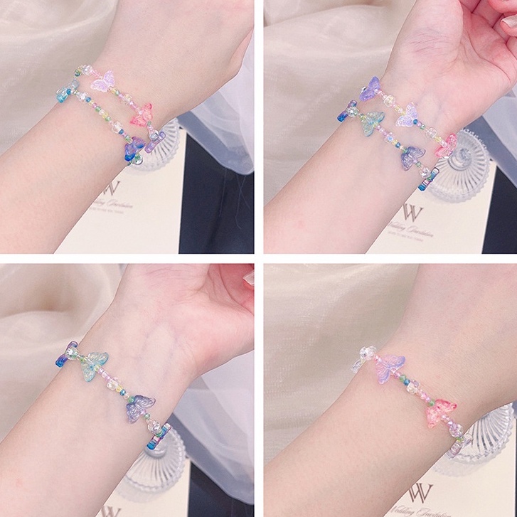 Butterfly Gelang Manik-Manik Kristal Bentuk Kupu-Kupu Fortune Untuk Wanita