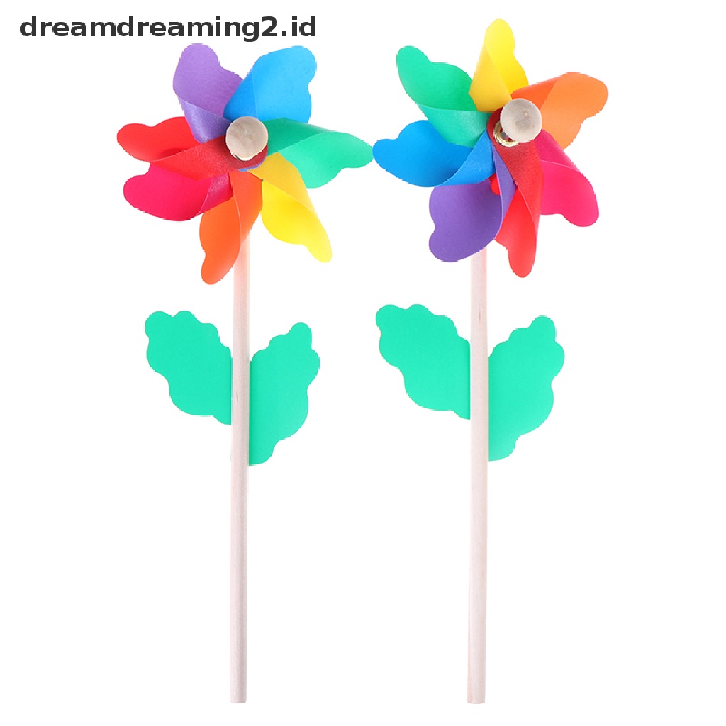 (Hot Style You Like) Mainan Kincir Angin 7 Daun Warna-Warni Bahan Kayu Untuk Anak