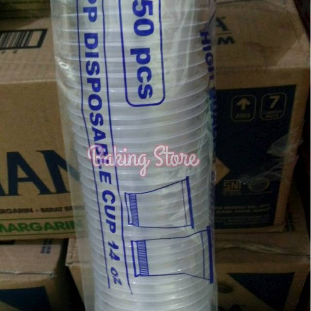 Gelas Oz plastik Ukuran 14Oz isi 2000 - Gosend Only!