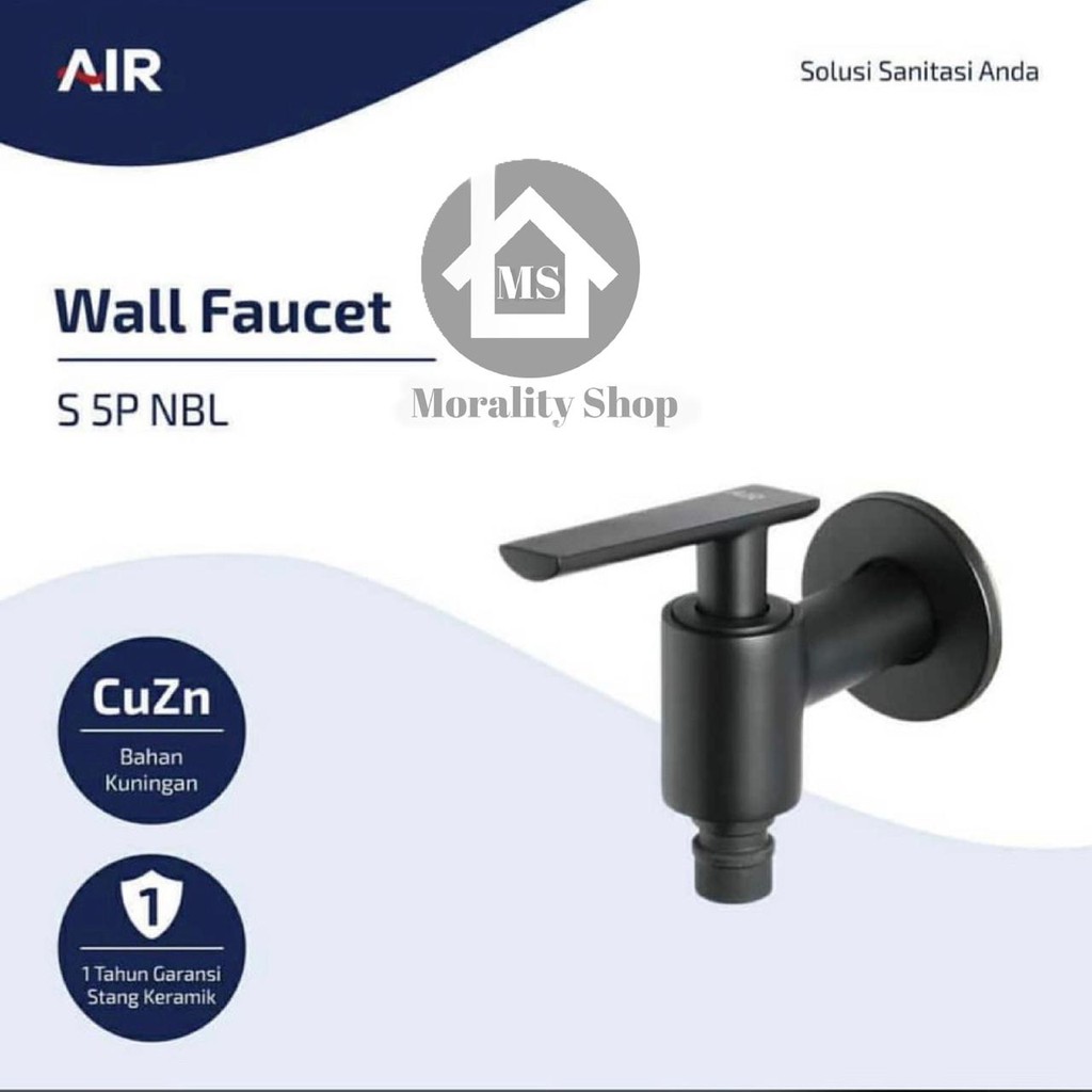 Kran Air Taman Minimalis Hitam KUNINGAN S5PNBL-Kran air mesin cuci brass faucet wall black tebal A44