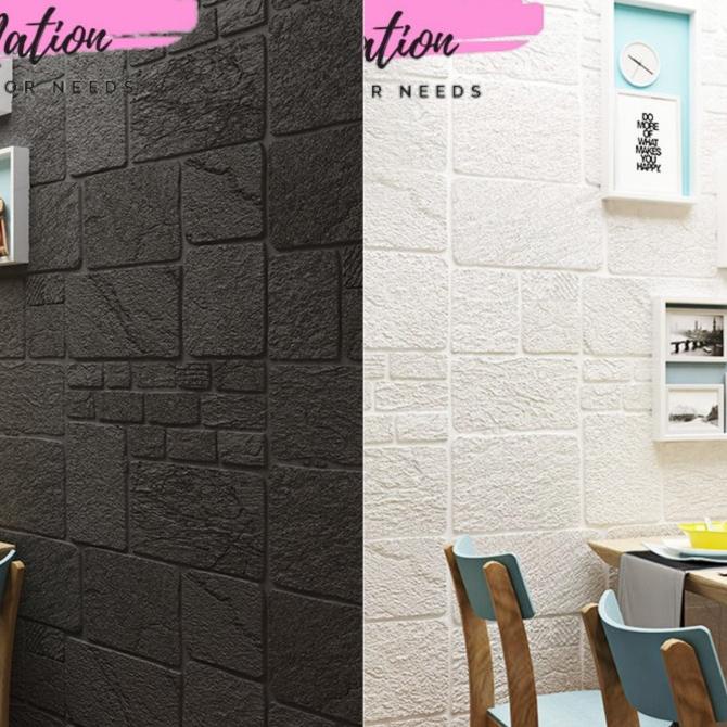 decor.nation WALLPAPER DINDING FOAM BATU ALAM HITAM TEBAL 7MM