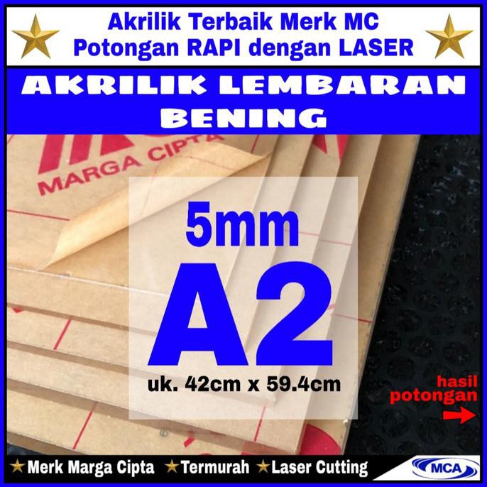 AKRILIK lembaran 5mm uk. A2 / Akrilik bening / Marga cipta / Arcylic