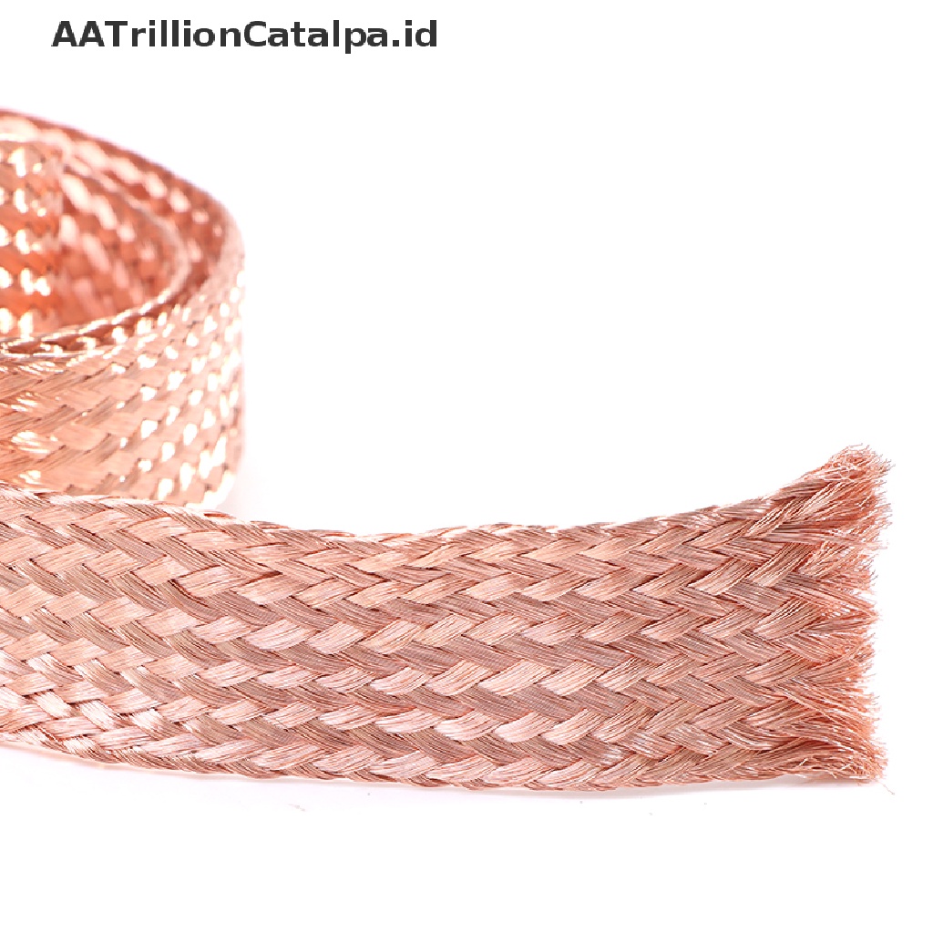 【AATrillionCatalpa】 1m Flat Pure Copper Braid Cable Bare Copper Braid Wire Ground Lead ID