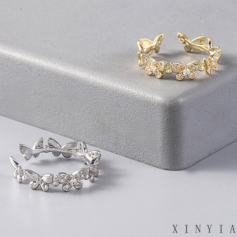 Butterfly Cincin Model Terbuka Desain Kupu-Kupu Gaya Simple Adjustable Untuk Wanita