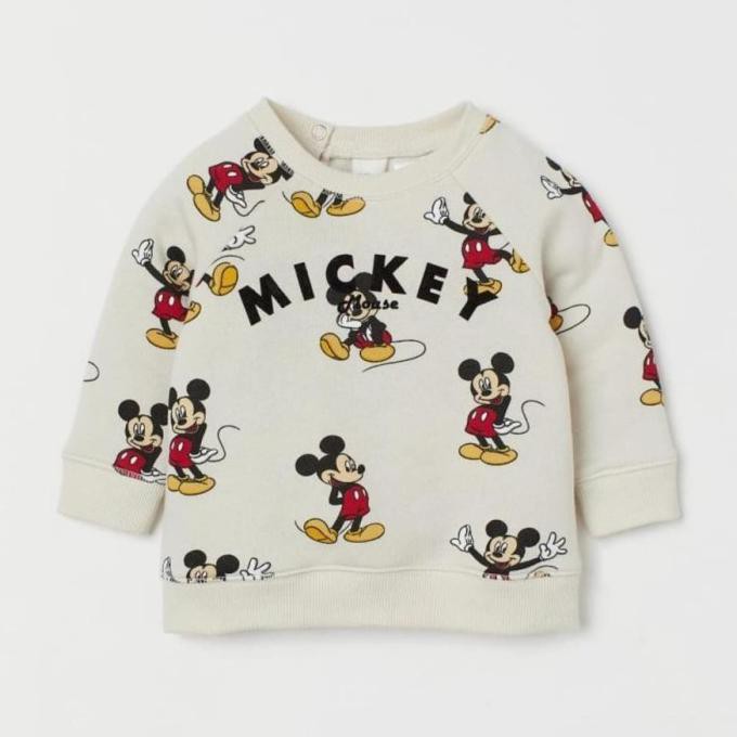 SWEATSHIRT BABY BOY HM MICKEY MOUSE CREAM -SWEATER BAYI LAKI LAKI H&M - 9-12M 2307