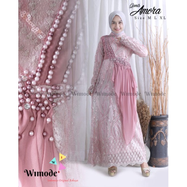 Gamis Amora  Payet Mutiara Free Masker Original Butik