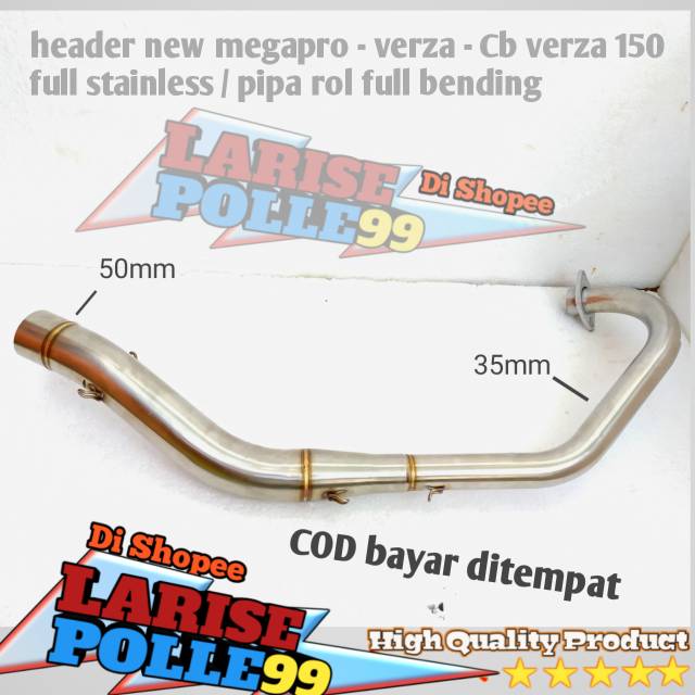 Header pipa leher new megapro - verza - cbverza 150 full stainless bending