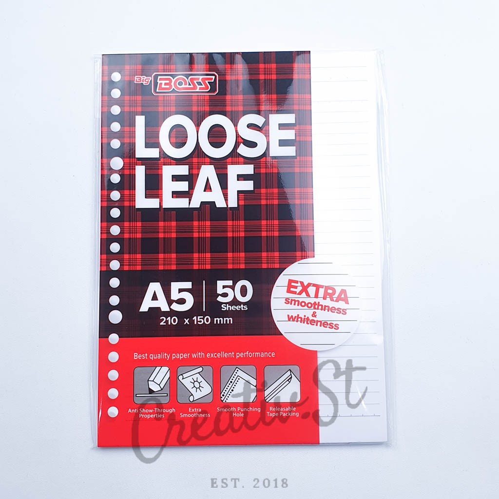 

BIG BOSS Loose Leaf A5 50 Lembar Garis 20 Ring Isi Binder