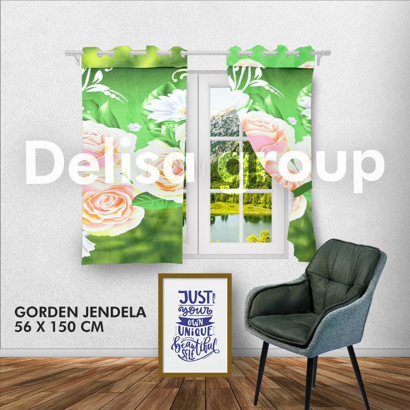 Gorden Jendela Hordeng jendela Motif Ukuran 150x60 cm