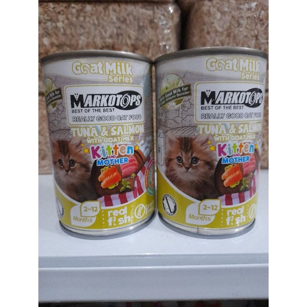 (Paket 24 kaleng ) Makanan Basah Kucing Markotop Kitten 400g-Tuna Salmon