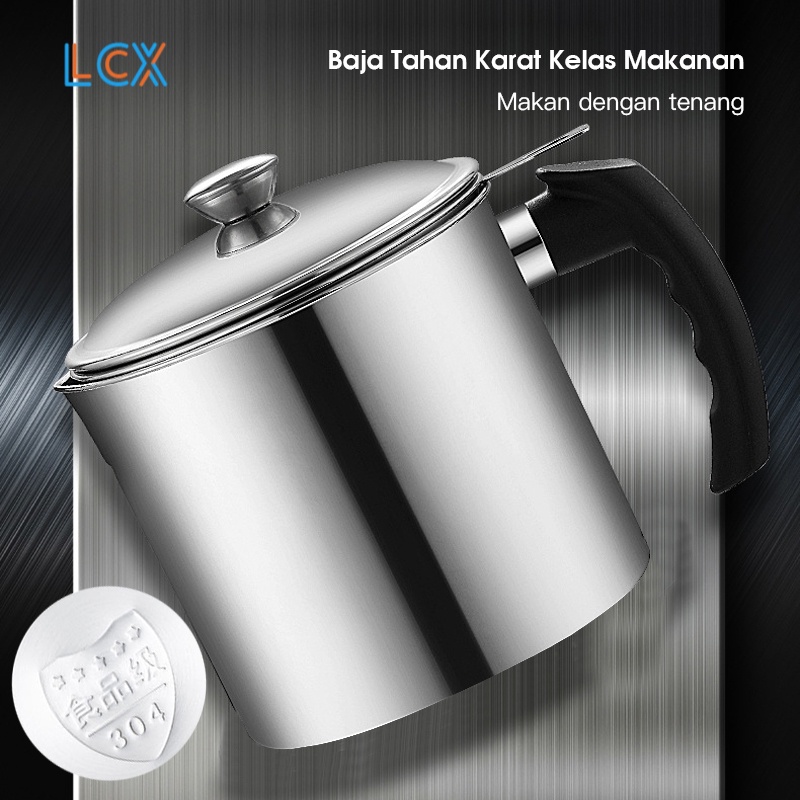 LCX Oil Pot Wadah Saringan Minyak Stainless Steel Gelas Saringan Minyak / Tempat Saringan Minyak